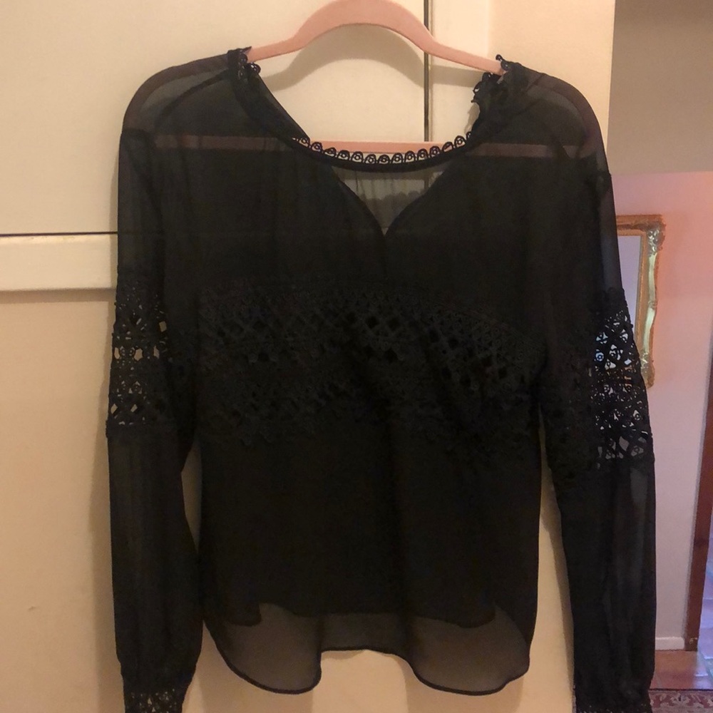 Chiffon lace sleeve blouse